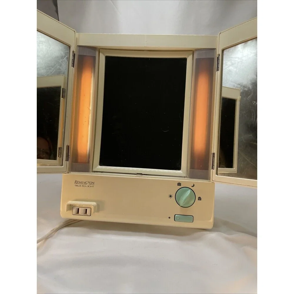 Remington True To Light 4 Way Lighted 2 Sided Magnified Makeup Mirror W/ Outlet